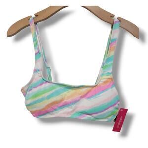 Xhilaration Juniors' multicolor Ribbed Square Neck Bralette Bikini Top